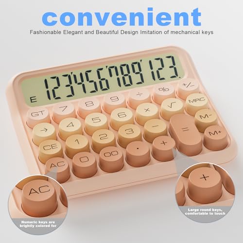 Decklit GRADIENT PINK L Mechanical Calculator 12 Digit Extra Large 5-Inch Lcd Display, Decklit Battery Desk Calculator, Big Buttons Easy To Press Office Calculators Desktop thumb #3