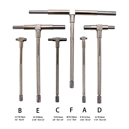 Texalan 6 Pc Precision Telescoping Gage Set 5/16'' - 6'' Range T-Bore Hole Gauges W/Pouch #TOP1