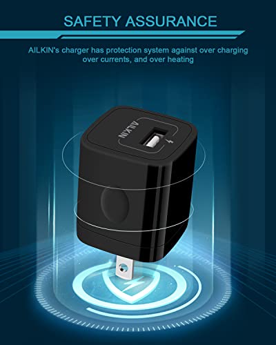 Image of AILKIN USB Wall Charger, Charger Adapter, Ailkin 2-Pack 2.1Amp Dual Port Quick Charger Plug Cube for Compatible with iPhone X /8 /7 /6S /6S Plus /6 Plus /6, Compatible