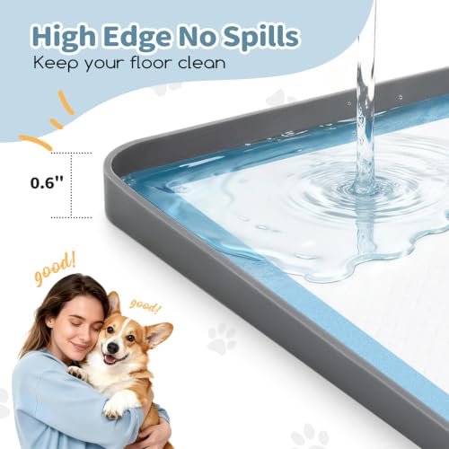 Image of Silicone Puppy Pad Holder Tray with Clips Fits for 24 inchx24 inch Pee Pads - Grey