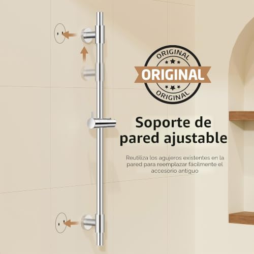 Miniatura 2 de Kes Barra Ducha Grifo Barra De Ducha Acero Inoxidable 18 8 Barra Soporte Ducha Con Soporte Alcachofa Ducha 78cm Ajustable Pared Pulido, F209s78-Ps