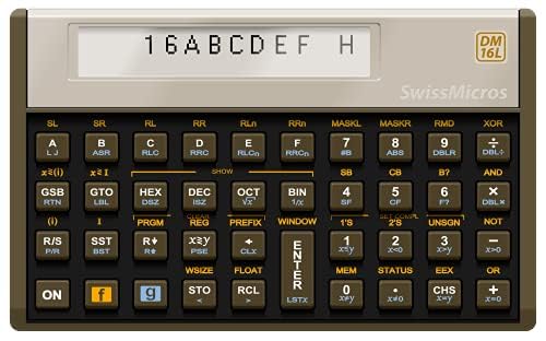 SwissMicros DM16L RPN Programmer's Calculator – HP 16C Inspired | Titanium Shell | Wide Landscape Form | USB-C | Hex, Binary & Boolean