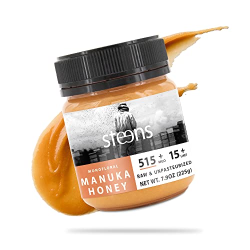 Steens Manuka Honey MGO 515+ - rein roher 100% zertifizierter UMF 15+ Manuka Honig - abgefüllt und versiegelt in Neuseeland - höchste Qualitätsstufe - 225 g