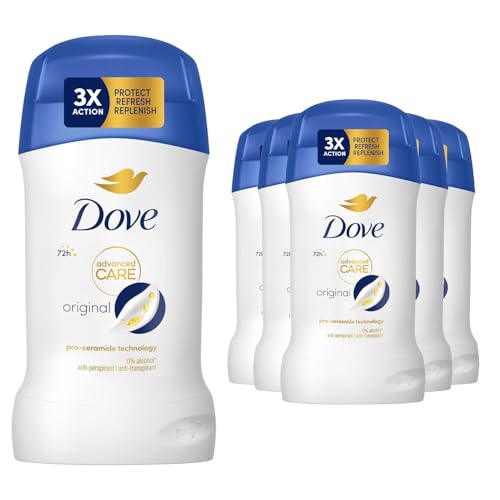 Dove Advanced Care Anti-Perspirant Cream Original, Pack of 6, Women's Deodorant Stick with Pro-Ceramide Technology for 72 Hours Protection Against Sweat, 50 ml