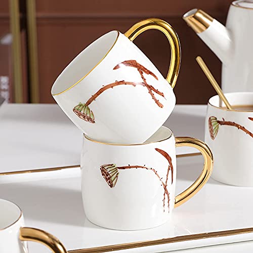 Juego de té de Porcelana de 8 Piezas con Tetera Servicio de té de cerámica Una Tetera , Juegos de 6 Tazas de café para Regalo de Adultos - Imagen 6