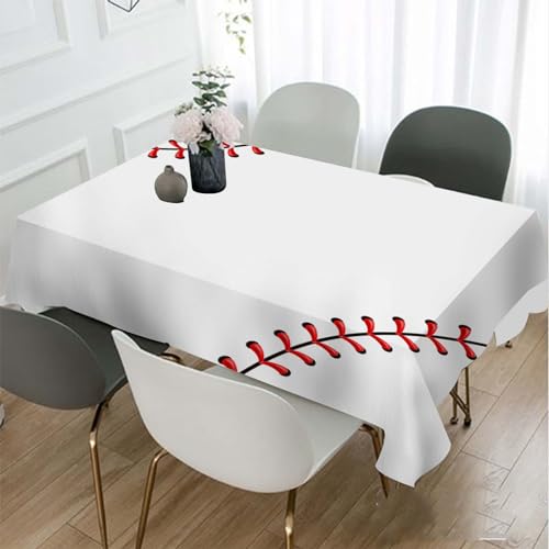 TKS MITLAN Tablecloth Baseball Table Cloth Rectangle Table 52 x 70 Inch Ball Stitches Red Lace Seam Art Design Kitchen Decorations for Home Dinner Party by TKS MITLAN - Image 7