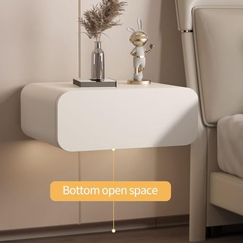 Table de chevet murale bois et cuir microfibre meuble d'appoint compact - 5