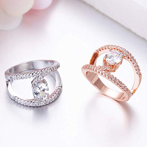 Bijou Solitaire de Demande en Mariage Strass Éclatant Métal Rose US 9 - 2