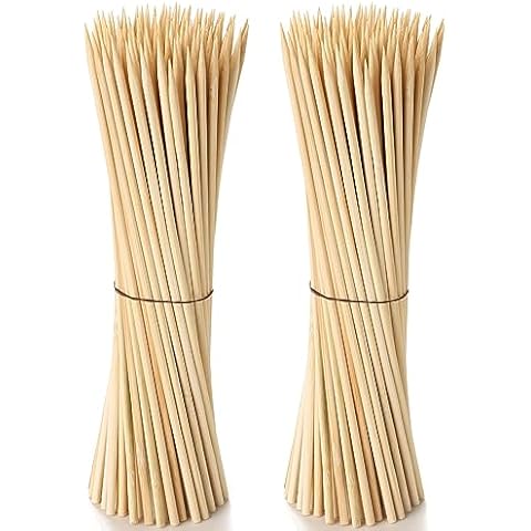 [100 Count] 6 Inch Bamboo Skewers For Shish Kabob, Skewers for Grilling, BBQ,Fruits, Appetizers, Cocktails and Food Skewer Sticks Cover