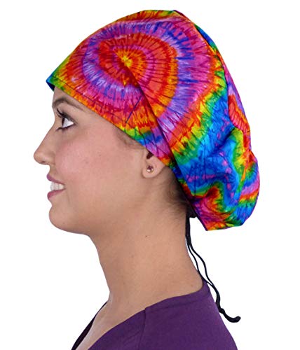 Image of Sparkling EARTH Riley Medical Scrub Caps with Flat Front and Roomy Back - Adjustable Cord Lock Closure