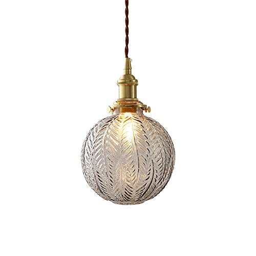 Lampe suspendue vintage en verre feuilleté style rétro japonais