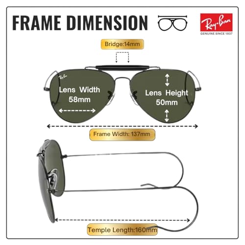 Image of Ray-Ban RB3030 OUTDOORSMAN Pilot Shaped Sunglasses for Men & Women with Official RAYBAN Eyewear Kit