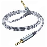 Ticenpe Aux Kabel Audio Kabel 3,5mm Klinkenkabel [1,2M] 90 Grad Aux Kabel mit Winkelstecker, Nylon Geflochtenes Kabel Stereo Klinke auf Klinke für Kopfhörer,Autoradio,Handy,PC,Soundbar,Stereoanlage
