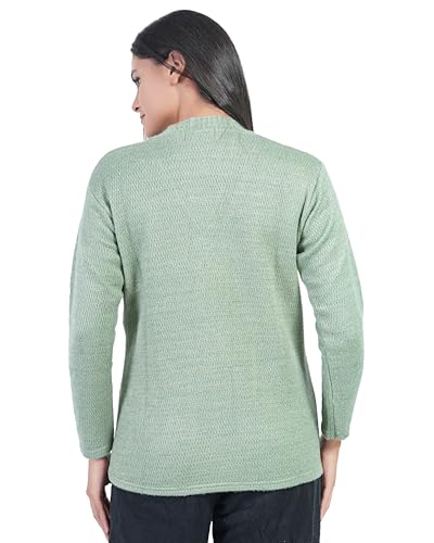 Image of MANRA Women's Woolen V-Neck Buttoned Full Sleeve Cardigan Self Design Soft Wool Fabric Winter Wear Pure Wool Sweater Fully Warm with Front Pockets Stylish Cardigan
