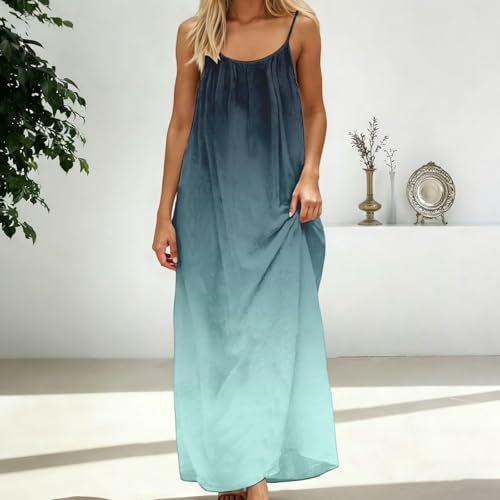 Image of HTHLVMD Backless Cami Dress Summer Dresses for Women 2026 Spaghetti Strap Dresses Womens Solid Color Backless Cami Dress