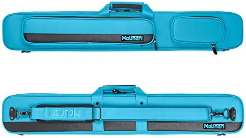 Molinari by Predator Professional Carom Billiards Flag Bag Collection Hard Cue Case 2x4 for 2 Cue Butts and 4 Cue Shafts 2B/4S in Cyan/Black Color
