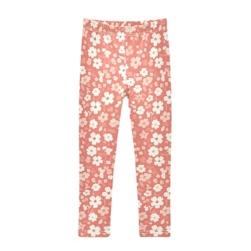 Floral Pattern Cute Simple Flowers Vermilion Kids Baby Girls Cotton Pants Fashion Full Length Lounge Pants Sports