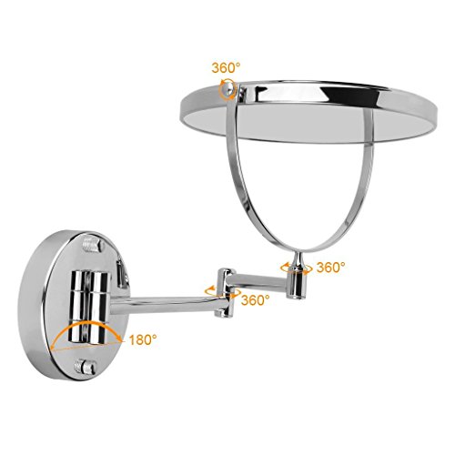 Excelvan Magnification 8 Inch Double-Sided Swivel Wall Mount Makeup Mirror (10X) - Thumbnail 2