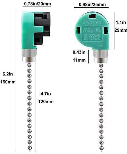Vinaco Ceiling Fan Switch, Ul Listed Fan Switch For Ceiling Fan, 3 Speed 4 Wire, Zing Ear Ze-268S6 Pull Chain Switch Replacement Fan Speed Control Switch For Ceiling Fan Light,Wall Lamps,Cabinet Light #TOP4