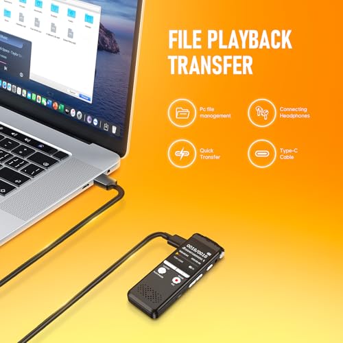 72GB Digitales Diktiergerät mit VOR-Funktion & KI-Rauschunterdrückung – Sprachrekorder mit Wiedergabefunktion für Meetings, Vorlesungen und Interviews, USB-Wiederaufladbar mit Aufnahme-LED-Anzeige