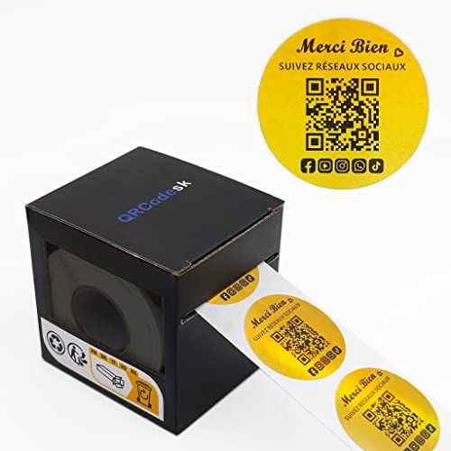 Autocollants holographiques QR code, partagez vos médias sociaux et votre site Web, Social Media Labels Stickers, étiquettes Merci pour petites entreprises et usage personnel, 520PCS Cover