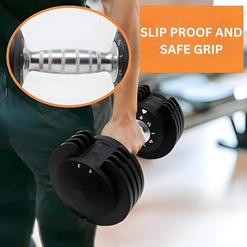 Image of Adjustable Dumbbell 2.5KG UP TO 12KG - Quick Select | 5-Point Safety Locking System | Space-Saving | Ideal for Home Workouts & Personal Fitness | Pack Of 2 (24, Kilograms)