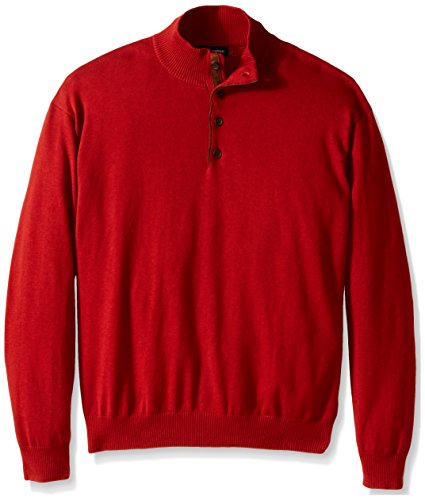 Men's Big and Tall Button Mock with Faux Suede