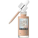 Maybelline New York,Base de maquillaje enriquecida con Vitamina C, Hasta 24H, Acabado luminoso, Superstay Skin Tint, Tono 34
