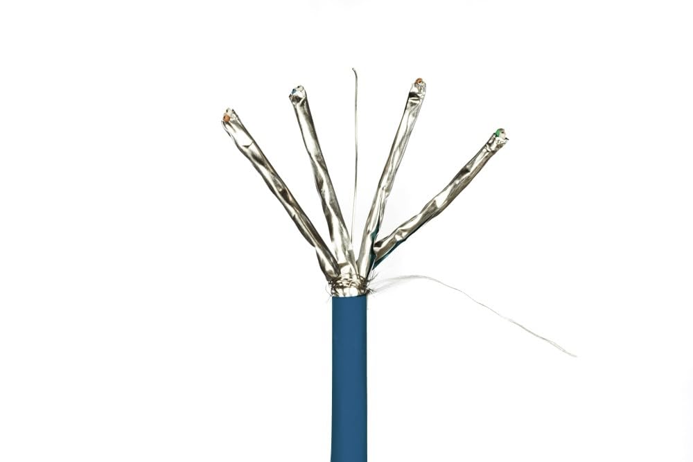 Danicom CAT6A S/FTP 100m cable sur bobine rigide - LSZH (Dca), POE, Ethernet, LAN, câble de raccordement, câble de données, RJ45 - pour armoire de serveur, commutateurs, routeurs, modems !