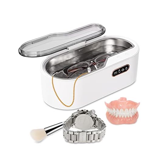 45KHz limpiador ultrasonidos, 450ML Limpiador Ultrasónico Profesional, 5 Modos de Tiempo 90-600s, Limpiador Ultrasonido para Gafas, Relojes, Pendientes, Dentaduras, Monedas, Joyas