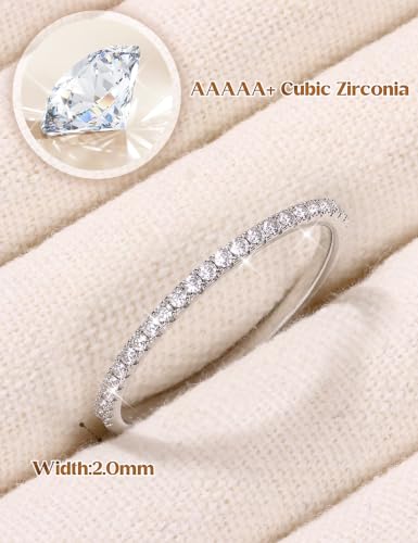 Image of Jstyle Wedding Bands for Women Eternity Band Rings Stackable Cubic Zirconia Ring 2-2.5MM Engagement Band Ring for Women Dainty Simulated Diamond Rings No Tarnish Size 5-9