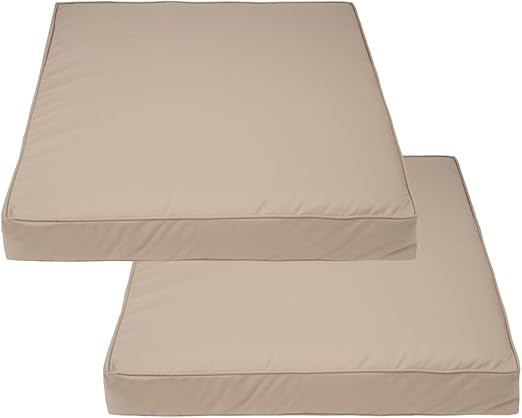 Covers & All Square Outdoor Cushion Covers for Patio Furniture Sets, Water, Tear & UV Resistant Polyester Cushion Slipcover with Zippers (Pack of 2) (16" W x 16" D x 4" Thick, Beige)