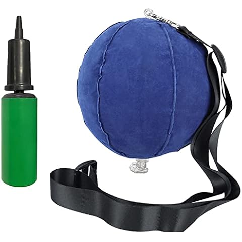 Golf Impact Ball Golf Swing Trainer Aid with Inflator Pump Smart Assist Practice Ball Teaching Posture Correction Training Adjustable Intelligent Arm Motion Guide Black Color (Blue) Cover