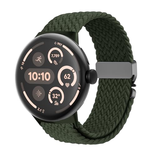 Google Pixel Watchバンド/ピクセルウォッチ 3・4（45mm）対応 編み込み伸縮ベルト 男女兼用 パラシュートバックル 通気性ストレッチナイロン スポーツ band 交換用アクセサリー