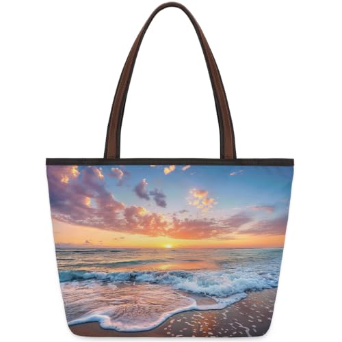 Sac fourre-tout plage zippé et grand sac à main décontracté en polyester pour le travail 978