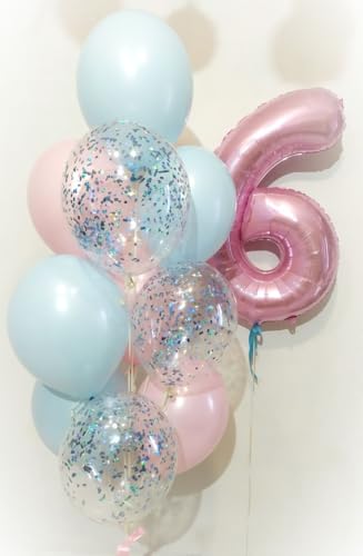 Image of 6 Balloon Numbers Birthday Decorations, 40In Pink Balloons for Men Women | Eye-catching Appearance, Perfect Decorative Centerpieces, Convenient Self-sealing Structure, Widely for Various Occasions