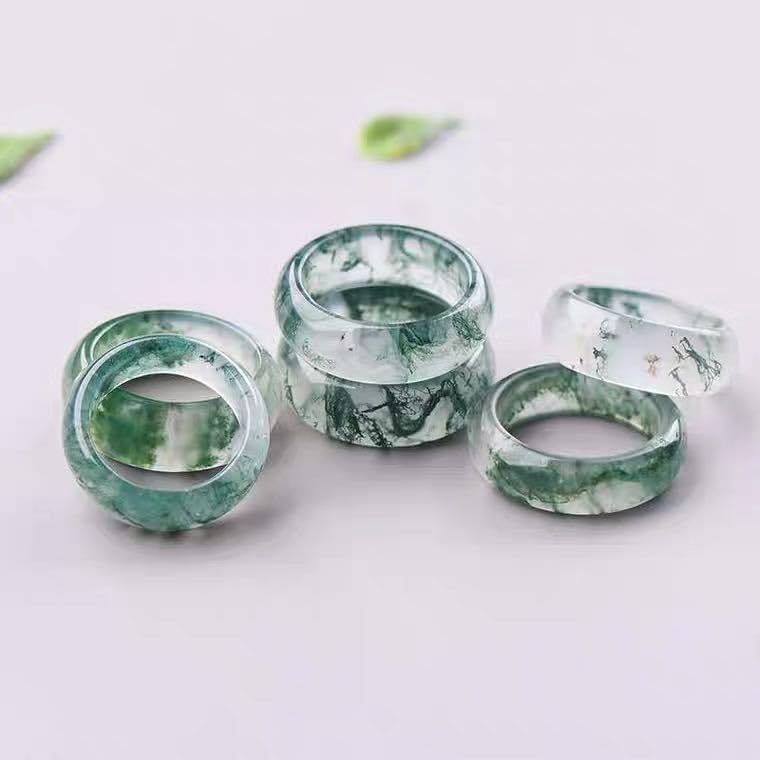 Natural Moss Agate Ring for Women Men Unisex Natural Green Gemstone Rings Agate Jewelry Gift - Image 2