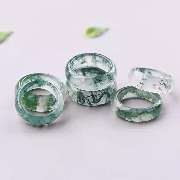 Angol Natural Moss Agate Ring for Women & Men Natural Green Gemstone Rings Agate Jewelry Gift (8) by Angol - Image 4