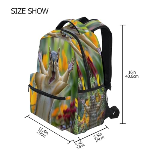 Nander A Funny Squirrel Backpack With Name Tag Casual Daypacks Outdoor Sports Rucksack School Bag for Boys Girls-12x7.3x16.9in4