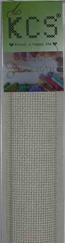 Image of KCS 3 pc of 15 inch x 18 inch(38cmx45cm) Counted Cross Stitch Cotton Aida Cloth Needlework Rolled Fabric Box,16CT,Pearl Grey