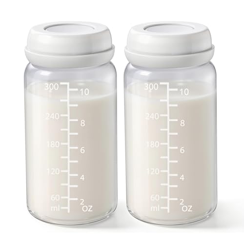 Image of 2PCS Breastmilk Storage Bottle for Momcozy 22oz Breast Milk Cooler, Wide Neck Breastmilk Collection Compatible with Spectra S1/S2/9 Plus/SG/Motif Luna, Certain Philips Avent Nipples, 10oz/300ml