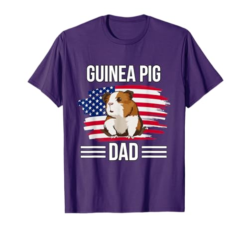 Cavy US Flag 4th Of July Father's Day Guinea Pig Dad T‑Shirt