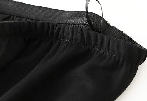 Long Skirts for Women Flowy Elastic High Waist Midi Casual A-line Skirt Black