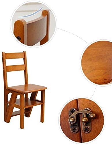Taburete de madera noble multicapa con acabado artesanal y función de escalera 4