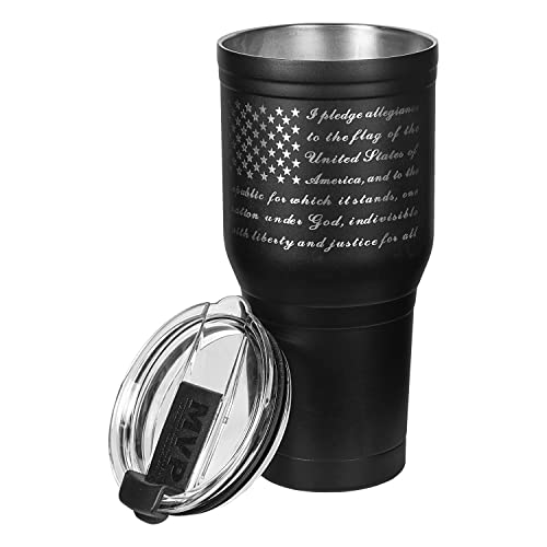 Military Gift Shop Pledge Of Allegiance 30 Oz Coffee Travel Mug | Double Wall Vacuum Insulated American Flag Coffee Tumbler | Stainless Steel Coffee Mug With Lid & Straw #TOP5
