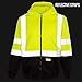 New York Hi-Viz Workwear H9012 Men's ANSI Class 3 High Visibility Class 3 Sweatshirt, Full Zip Hooded, Lightweight, Black Bottom Extra Large