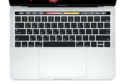 HRH Black Korean Language Touch Bar Keyboard Skin Silicone Cover for MacBook Pro with Touch Bar 13 Inch and 15 Inch(A2159/A1989/A1706,A1990/A1707) 2019 2018 2016 2017 Release USA Layout