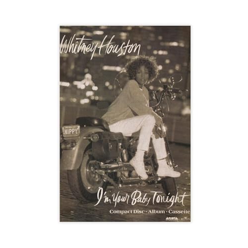 Mini poster vintage original _ Magazine Clipping - Whitney Houston - I'm Your Baby Tonight - Impression sur toile - Décoration murale pour salon, chambre à...