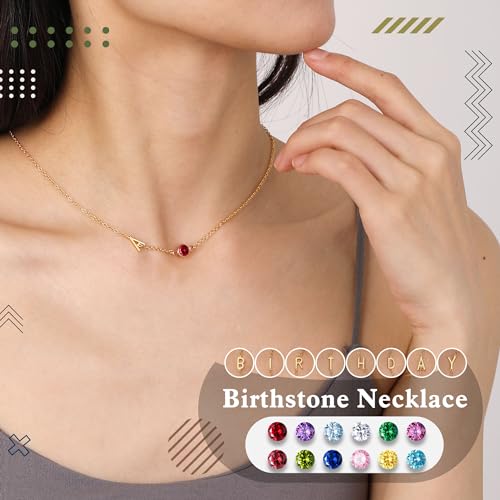 Birthstone Necklace for Women Birthday Gifts for Teen Girls 14K Gold Initial Necklace Letter A-Z Necklace Stocking Stuffers for Teens Girlfriend Mom Birthday Gifts Christmas Anniversary Jewelrty2