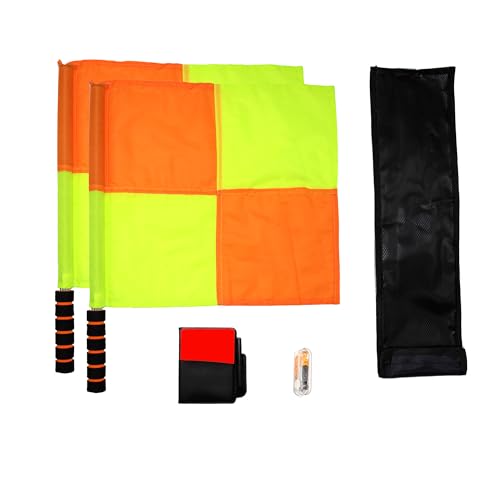 Soccer Referee Flag,Checkered Linesman Flags Set with Case，Metal Pole Foam Handle water...